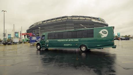 Inside Jets superfan’s insane tailgate with ‘electrical hydraulic’ truck-grill and unmissable Gang Green bus