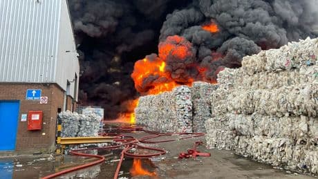 Firefighters battling large blaze at recycling warehouse