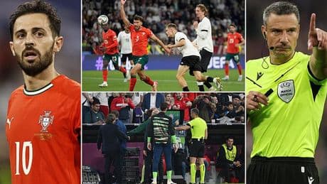 Bernardo Silva bitterly claims the referee 'doesn't know the rules' - after clashing with Florian Wirtz in Portugal's 2-1 Nations League semi-final win over Germany
