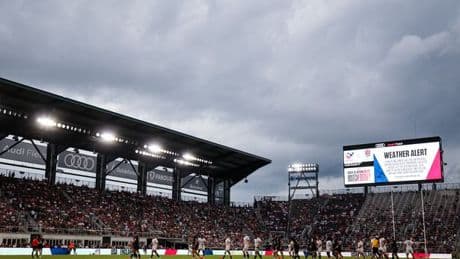 England stars taken off pitch due to LIGHTNING strikes as match delayed by an hour