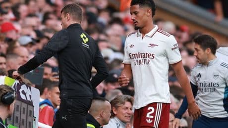 Arsenal: Mikel Arteta issues William Saliba injury update after defender forced off against Liverpool