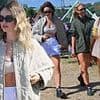 Lily James joins pal Billie Piper while Holly Willoughby lets her hair down as they lead the celebrities at day one of Glastonbury Festival