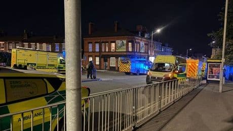 Person rushed to hospital after falling nearly 100 feet down embankment in Liverpool