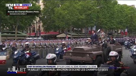 Défilé du 14-Juillet: Emmanuel Macron descend les Champs-Élysées à bord du "Command Car"