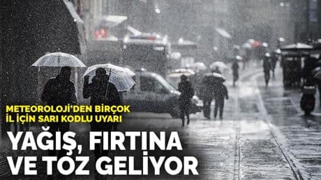 Meteoroloji’den birçok il için sarı kodlu uyarı: Yağış, fırtına ve toz geliyor