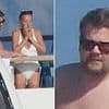 Shirtless James Corden unwinds with wife Julia Carey aboard a sprawling mega-yacht on holiday in Portofino