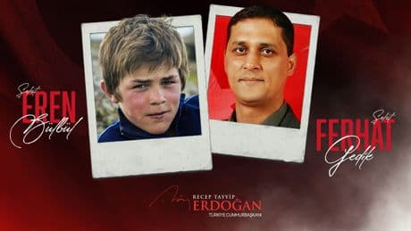 Cumhurbaşkanı Erdoğan, şehit Jandarma Astsubay Ferhat Gedik ile Eren Bülbül'ü andı