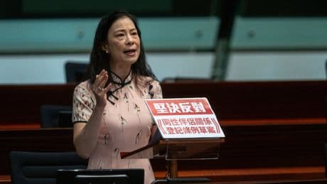 Hong Kong lawmakers reject a bill recognizing same-sex partnerships