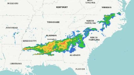 Map shows severe storms in US after 21 killed across three states