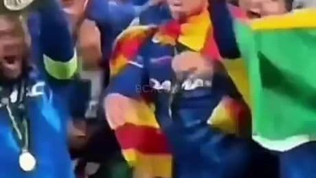 Painful moment cheeky Chelsea star grabs team-mate’s privates in X-rated celebration after Conference League triumph