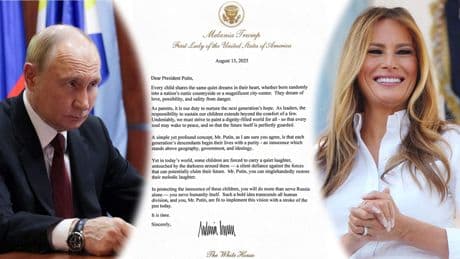 Melania laat Donald Trump cryptische brief bij Poetin bezorgen over ontvoerde Oekraïense kinderen: ’Zo dient u de mensheid’