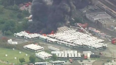 Dozens of buses alight as fire rips through Philadelphia bus depot