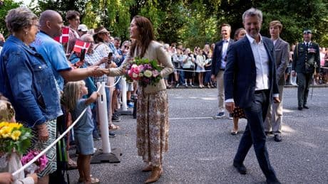 Moment Denmark’s Queen Mary is rushed indoors after wincing in pain at royal engagement