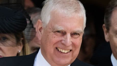 Prince Andrew seen laughing at Duchess of Kent's funeral as crowds gasp at his arrival
