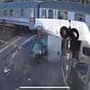Driver cheats death when his van is obliterated by train after he got caught trying to jump a red light (but can YOU see the simple way he could have escaped?)
