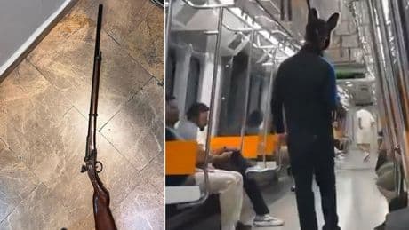 İstanbul'da metroda panik anları! Elinde tüfekle vagonların arasında gezdi