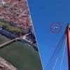 KIJK. Waaghals springt van brug in Lyon en komt 38 meter lager in het water terecht