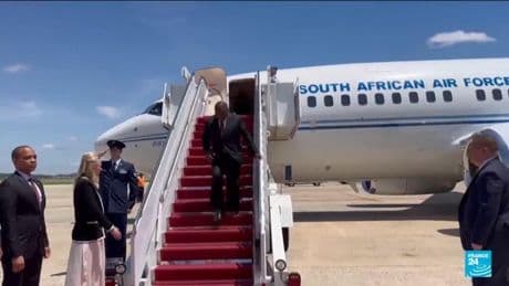 South Africa president "very positive" ahead of meeting with Trump
