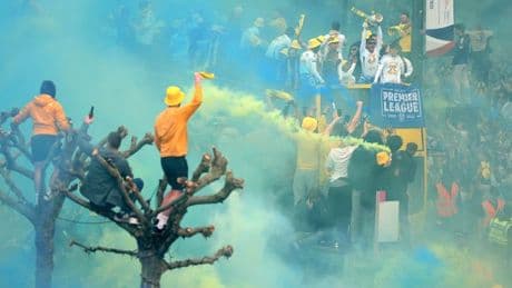 Leeds fan, 23, in coma after falling from tree during promotion celebrations
