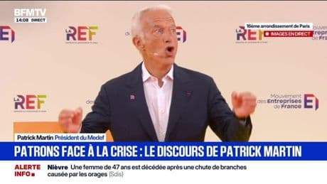 Patrons face à la crise: "Notre ambition, gagner le jeu décisif" affirme Patrick Martin, président du Medef