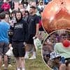 Glastonbury begins and there's already a massive queue for the showers! Festivalgoers wait their turn as hundreds of hippy crack canisters litter site after 'embarrassing sound issues' hit opening ceremony