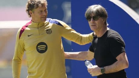 Joachim Löw visita el entrenamiento del Barça para felicitar LaLiga a Flick