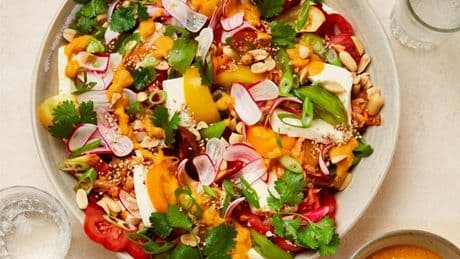 Tomaten-Kimchi-Salat mit Tofu : Urlaub vom Mittelmeer
