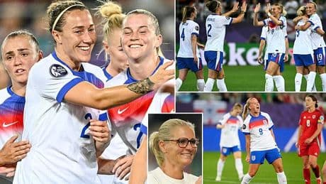 England 6-1 Wales: Lionesses qualify for women's Euros quarter-finals with thumping win over rivals - as holders finish second in Group D behind France