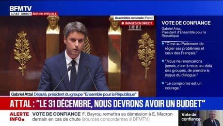 Vote de confiance: "À force d'instabilité nous prenons le risque de l'impuissance", déclare Gabriel Attal