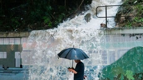 Torrential Rain Batters Hong Kong, Flooding the Waterlogged City