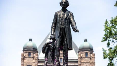 Boards around John A. Macdonald statue at Queen’s Park to be removed