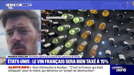 Droits de douane américains: pour Franck Saillan, secrétaire général du syndicat des vignerons de l'Aude, la taxation des vins français à hauteur de 15% est "un drame économique"
