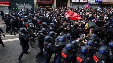 More than 100 arrests as riot police clash with ‘Block Everything’ protesters in Paris