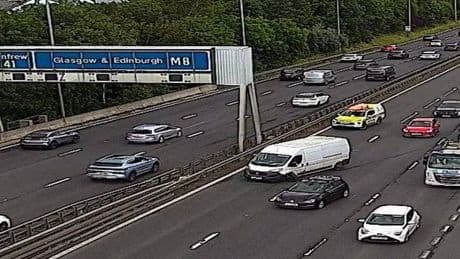 M8 shut near Glasgow after crash