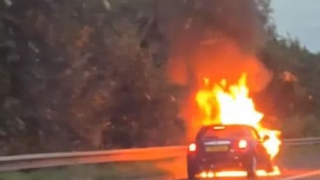 Car bursts into flames on Glasgow motorway as drivers stuck in queues