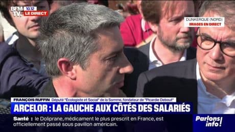 ArcelorMittal: "Il faut une intervention de l'État", assure François Ruffin aux côtés des salariés à Dunkerque