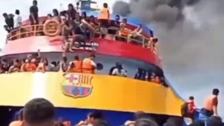 Un barco con el escudo del FC Barcelona se hunde en Indonesia y deja cinco muertos
