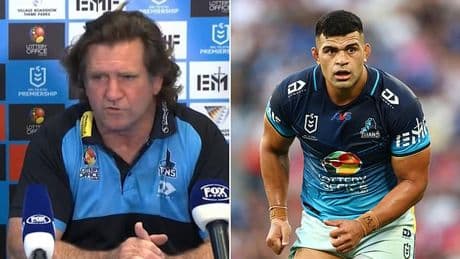Titans coach Des Hasler in explosive press conference exchange with reporter: 'You're not answering the question'