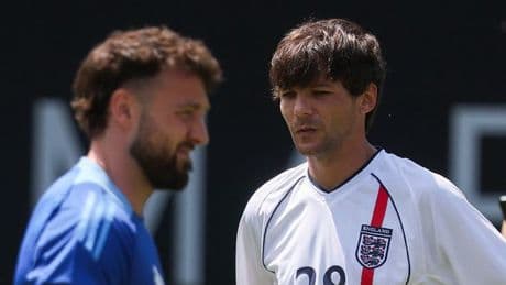 Louis Tomlinson suffers awkward run-in with Sam Thompson as he admits Soccer Aid nerves