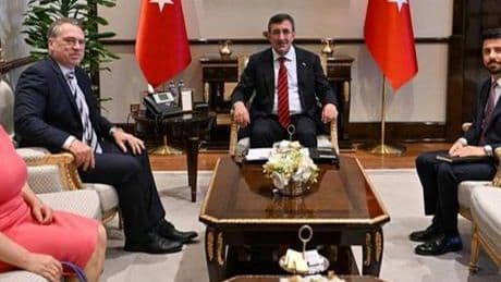 Cumhurbaşkanı Yardımcısı Yılmaz, AB Türkiye Delegasyonu Başkanı Ossowski ile bir araya geldi