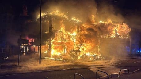 Homes evacuated as firefighters tackle huge blaze in seaside town