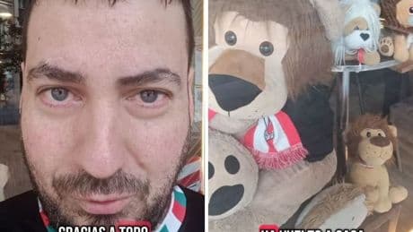 La emoción del dueño del bar de Bilbao tras conseguir recuperar sus peluches del Athletic robados