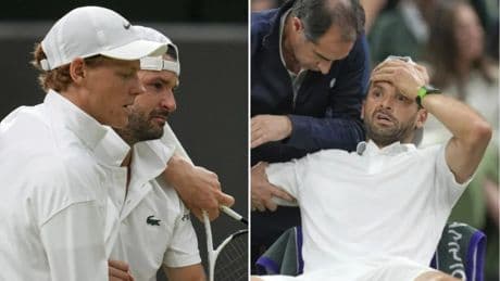 Grigor Dimitrov retires in tears after injury when leading world No 1