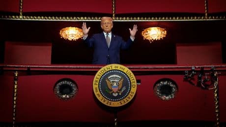 Trump crudely tells Kennedy Center crowd of political foes: ‘I’ll shove it up their a**!’
