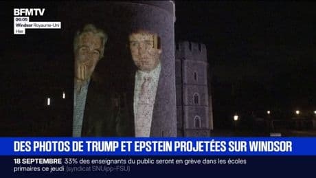 Des militants projettent des photos de Donald Trump et de Jeffrey Epstein sur le château de Windsor