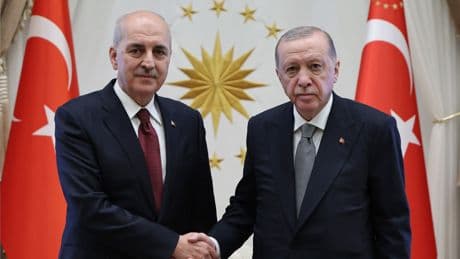 Cumhurbaşkanı Erdoğan, TBMM Başkanı Kurtulmuş'u Külliye'de kabul etti