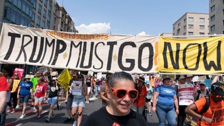 Thousands protest for a 'Free DC' on the fourth week of federal control in Washington