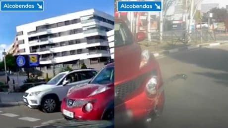 La temeraria entrada de un coche en una rotonda de Alcobendas que termina con un accidente: “Directo al taller; es que no hace ni ademán de frenar”