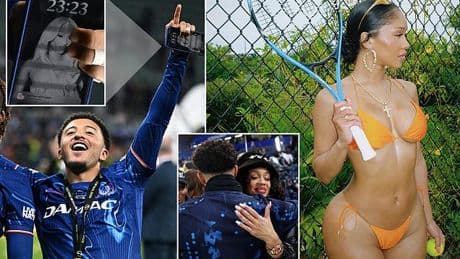 Chelsea player Jadon Sancho fuels dating rumours with rapper Saweetie after exposing his lock screen during Chelsea's Conference League trophy-winning celebrations