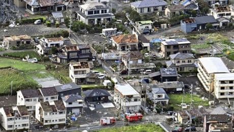 People left with fractured faces after typhoon destroys buildings in Japan
